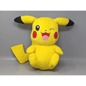 Tomy 2013 Pokémon Pikachu Winking 16" Plush Yellow Stuffed Animal Large